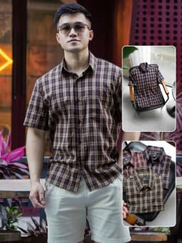 Thumbnail Áo Sơ Mi nam kẻ Stone MKCLEVER Chất kẻ lạnh Hàn mềm mịn, thoáng mát, chống nhăn, form rộng mặc hằng ngày 4