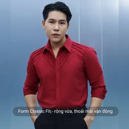 Thumbnail Áo sơ mi nam màu đỏ đô tay dài SIMTU chất liệu cotton mềm mịn, điểm nhấn xếp li thời trang |SM046 1