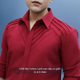 Thumbnail Áo sơ mi nam màu đỏ đô tay dài SIMTU chất liệu cotton mềm mịn, điểm nhấn xếp li thời trang |SM046 2