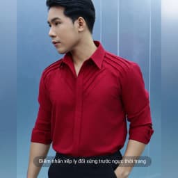 Thumbnail Áo sơ mi nam màu đỏ đô tay dài SIMTU chất liệu cotton mềm mịn, điểm nhấn xếp li thời trang |SM046 3