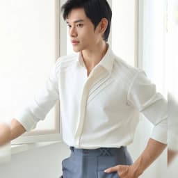 Thumbnail Áo sơ mi nam màu đỏ đô tay dài SIMTU chất liệu cotton mềm mịn, điểm nhấn xếp li thời trang |SM046 4