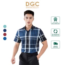 Thumbnail Áo sơ mi nam ngắn tay DGCs in họa tiết kẻ caro phong cách thanh lịch và hiện đại, chất vải cao cấp thoáng mát -SASNBC21M 1