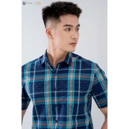 Thumbnail Áo sơ mi nam ngắn tay DGCs in họa tiết kẻ caro phong cách thanh lịch và hiện đại, chất vải cao cấp thoáng mát -SASNBC21M 4
