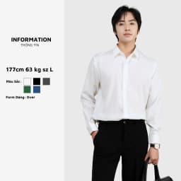 Thumbnail Áo sơ mi nam nữ unisex Baeton form rộng Hàn Quốc Felix tay dài vải chéo hàn dày dặn mềm mịn - S01 1