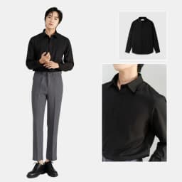 Thumbnail Áo sơ mi nam nữ unisex Baeton form rộng Hàn Quốc Felix tay dài vải chéo hàn dày dặn mềm mịn - S01 4