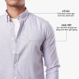 Thumbnail Áo Sơ Mi Nam Oxford Kẻ Sọc Tay Dài 4MEN SM159 Vải Dày Dặn, Form Regular Trẻ Trung, Thanh Lịch, Basic, Dễ Phối 4