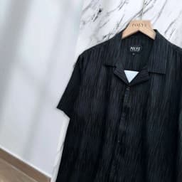 Thumbnail Áo sơ mi nam POLYS Fullbox, Vải Lụa co giãn 4 chiều, mềm mịn, thoáng khí Sơ Mi Họa Tiết BLACK STRIPE 2