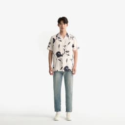 Thumbnail Áo sơ mi nam ROWAY vải lụa thoáng mát, form regular, Sơ mi họa tiết dâm bụt 3