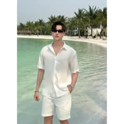 Thumbnail Áo sơ mi nam ROWAY vải đũi thoáng mát, Sơ mi cộc tay đũi gân 2