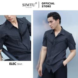 Thumbnail Áo sơ mi nam sọc tay ngắn SIMTU điểm nhấn phối viền phi bóng, chất liệu cotton cao cấp thoáng mát | SM045 1