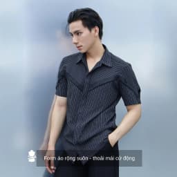 Thumbnail Áo sơ mi nam sọc tay ngắn SIMTU điểm nhấn phối viền phi bóng, chất liệu cotton cao cấp thoáng mát | SM045 2