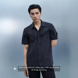 Thumbnail Áo sơ mi nam sọc tay ngắn SIMTU điểm nhấn phối viền phi bóng, chất liệu cotton cao cấp thoáng mát | SM045 3