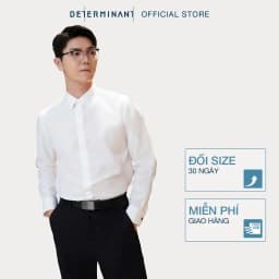 Thumbnail Áo sơ mi nam tay dài DETERMINANT 100% cotton mềm mại thấm hút tốt - 202 - màu trắng 2