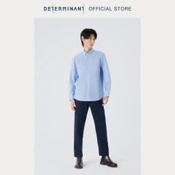 Thumbnail Áo sơ mi nam tay dài DETERMINANT 100% cotton siêu dài - công nghệ Visdry, chống nhăn -  SS01 - màu xanh 3