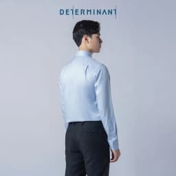 Thumbnail Áo sơ mi nam tay dài DETERMINANT 100% Cotton siêu dài chống nhăn kháng khuẩn - 301-WHITE-LIGHT BLUE 4
