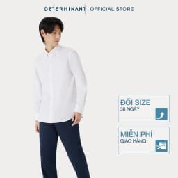 Thumbnail Áo sơ mi nam tay dài DETERMINANT 100% cotton siêu dài - công nghệ Visdry, chống nhăn -  SS01 - White-Mint-Light Blue 2