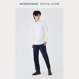 Thumbnail Áo sơ mi nam tay dài DETERMINANT 100% cotton siêu dài - công nghệ Visdry, chống nhăn -  SS01 - White-Mint-Light Blue 4