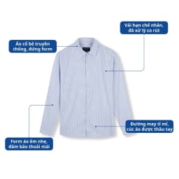 Thumbnail Áo sơ mi nam tay dài AKUBA kẻ sọc dọc, form regular, chất liệu vải oxford không nhăn | 01RE0927 2