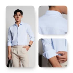Thumbnail Áo sơ mi nam tay dài AKUBA kẻ sọc dọc, form regular, chất liệu vải oxford không nhăn | 01RE0927 3