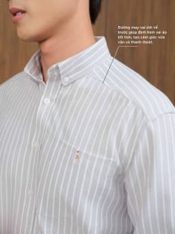 Thumbnail Áo sơ mi nam tay dài ANCHOR STRIPES thêu logo, vải Oxford cao cấp, thoáng mát, đứng form - HUSSIO 4