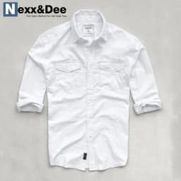 Thumbnail Áo sơ mi nam tay dài hai túi công sở màu trắng vải oxford denim trẻ trung Nexx&Dee-SM05 1