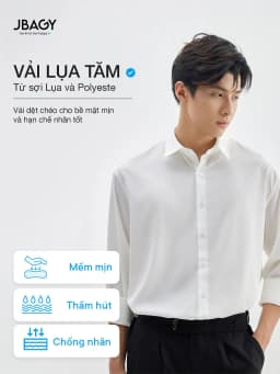 Thumbnail Áo sơ mi nam tay dài JBAGY Pastel sơ mi trắng form rộng, vải lụa tăm cao cấp phong cách Hàn Quốc 2