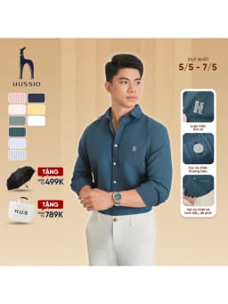 Thumbnail Áo sơ mi nam tay dài LOGO H SEASON 2 vải Oxford cao cấp, thoáng mát, thanh lịch - HUSSIO 1