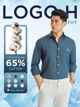 Thumbnail Áo sơ mi nam tay dài LOGO H SEASON 2 vải Oxford cao cấp, thoáng mát, thanh lịch - HUSSIO 2