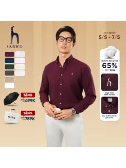 Thumbnail Áo sơ mi nam tay dài SEASON "BA" thêu logo, vải Oxford cao cấp, thoáng mát, đứng form - HUSSIO 1