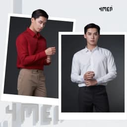 Thumbnail Áo sơ mi nam tay dài trơn đẹp 4MEN SM088 lụa chéo hạn chế nhăn, mềm mịn, form regular rộng công sở trẻ trung, giá rẻ 2