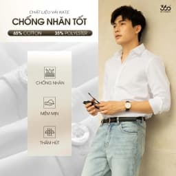 Thumbnail Áo sơ mi nam tay dài vải lụa 360 Boutique sơ mi kiểu dáng Hàn Quốc, màu đen trắng xanh xám STDOL517 3