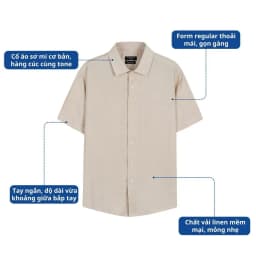 Thumbnail Áo sơ mi nam tay ngắn AKUBA form regular, vải linen thoáng mát, trẻ trung, nam tính | 01ME1024 2