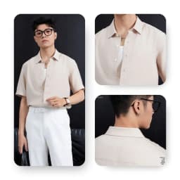 Thumbnail Áo sơ mi nam tay ngắn AKUBA form regular, vải linen thoáng mát, trẻ trung, nam tính | 01ME1024 3