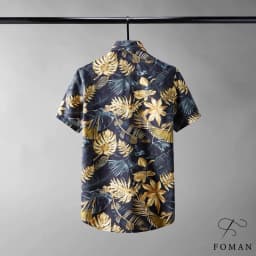 Thumbnail Áo sơ mi nam tay ngắn FOMAN chất vải lụa không nhăn, thấm hút, thoáng khí, hoạ tiết Lá Vàng GOLD LEAf (FM05) 3