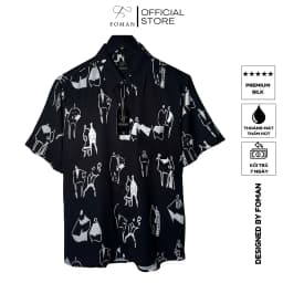 Thumbnail Áo sơ mi nam tay ngắn FOMAN hoạ tiết Cặp Đôi Couple Aloha không nhăn, vải lụa thấm hút, thoáng khí (FM33) 1