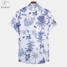 Thumbnail Áo sơ mi nam tay ngắn FOMAN chất vải lụa, thoáng khí, không nhăn, thấm hút PREMIUM hoạ tiết Cây Rừng RAIN FOREST (FM22) 2