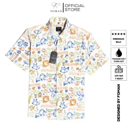 Thumbnail Áo sơ mi Nam tay ngắn hoạ tiết Động Vật Cute Animals FOMAN chất vải Lụa, thấm hút, thoáng mát, không nhăn, nhàu | FM-53 1