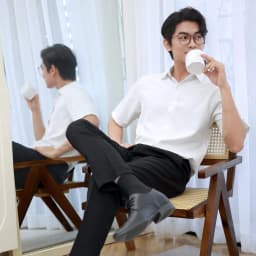 Thumbnail Áo sơ mi nam tay ngắn Trắng Đen POLYS Fullbox, Vải Chéo Thái mềm mịn Sơ mi Trắng Đen Tay Ngắn BASIC 3