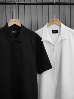 Thumbnail Áo Sơ Mi Nam Trắng Đen POLYS Fullbox, Chất Square Silk Co Giãn 2 Chiều, Form Regular, Sơ Mi VELVET 1