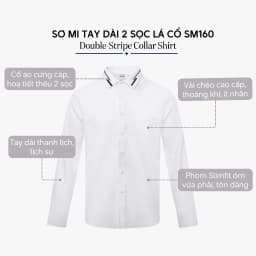 Thumbnail Áo Sơ Mi Nam Trắng Tay Dài Vải Lụa 4MEN SM160 Thêu 2 Sọc Lá Cổ Đẹp Trẻ Trung Tinh Tế, Form Slimfit Tôn Dáng 3