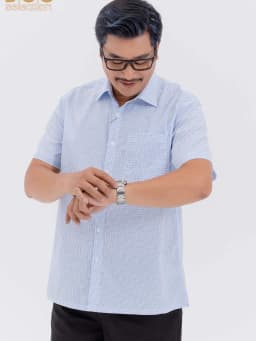 Thumbnail Áo sơ mi nam trung niên ngắn tay DGCs,hoạ tiết kẻ - Phong cách trẻ trung và hiện đại, dễ phối đồ - SASNBC46M 1