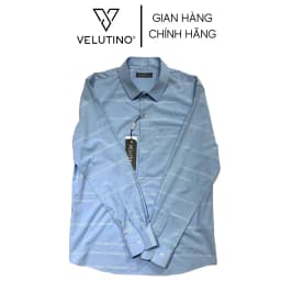 Thumbnail Áo sơ mi nam Velutino dài tay xanh kẻ trắng công sở mềm mịn cao cấp 1