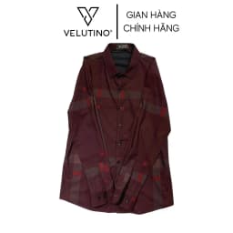 Thumbnail Áo sơ mi nam Velutino dài tay tím kẻ ghi công sở cao cấp mềm mịn sang trọng 1