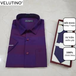 Thumbnail Áo sơ mi nam Velutino ngắn tay xanh tím than công sở cao cấp SMC213.2 3