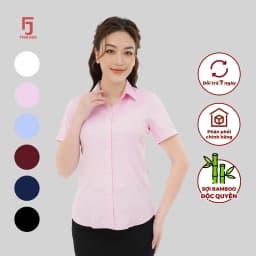 Thumbnail Áo sơ mi ngắn tay ASW0301-R10 chất liệu sợi tre trơn các màu form ôm Thái Hòa 3