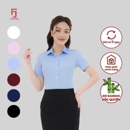 Thumbnail Áo sơ mi ngắn tay ASW0301-R10 chất liệu sợi tre trơn các màu form ôm Thái Hòa 4