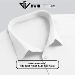 Thumbnail Áo sơ mi ngắn tay nam nữ DWIN chất vải kaki cotton 300 gsm cộc basic unisex đứng form rộng không nhăn cao cấp 3