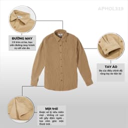 Thumbnail Áo sơ mi nhung tăm nam nữ dài tay thương hiệu thời trang 360 Boutique có túi ngực - STDOL317 3