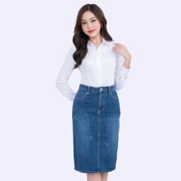 Thumbnail Áo sơ mi nữ 23ASW-102 chất liệu cotton form ôm trơn bản nẹp khuy cao cấp dài tay Thái Hòa 3
