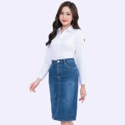 Thumbnail Áo sơ mi nữ 23ASW-102 chất liệu cotton form ôm trơn bản nẹp khuy cao cấp dài tay Thái Hòa 4